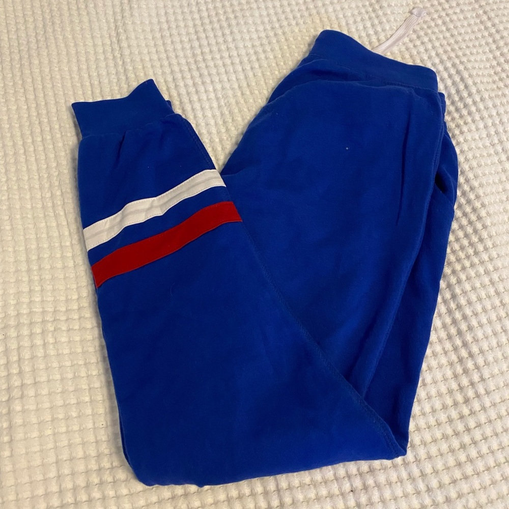 blue striped joggers